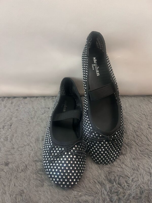 BALLERINE NERE CON BRILLANTINI ARGENTO